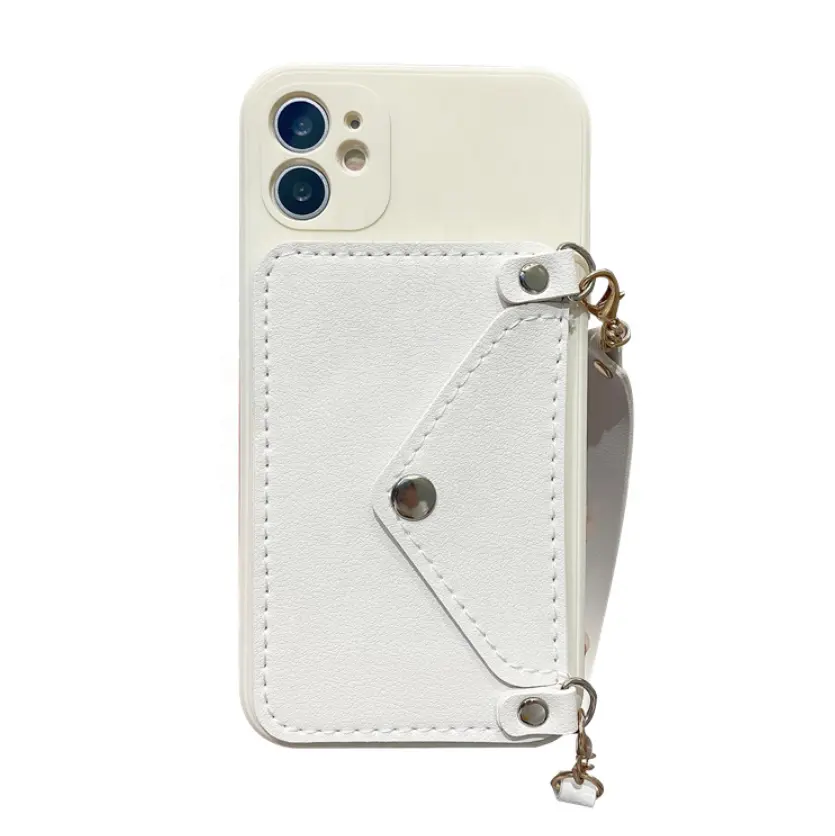 Portable mobile phone shell pu leather phone case with card holder candy color call phones case
