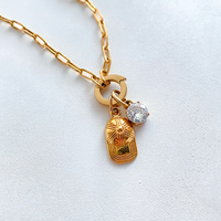 Pulsera de Cadena de Acero Inoxidable Chapada en Oro de 14K con Colgante de Cristal de Fresa para Mujer, Joyería Emanco