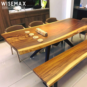 WISEMAX FURNITURE Tavolo in Legno Massello di Noce Nero <span class=keywords><strong>Stile</strong></span> <span class=keywords><strong>Industriale</strong></span> Moderno con Bordo Naturale per Sala <span class=keywords><strong>da</strong></span> Pranzo - Product Image 3