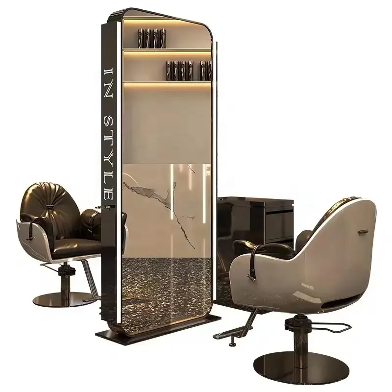 Luxury Hairdressing Styling Salon Stations Custom Hair Beauty Counter Table Design Barber Station For Beauty Shop Furniture