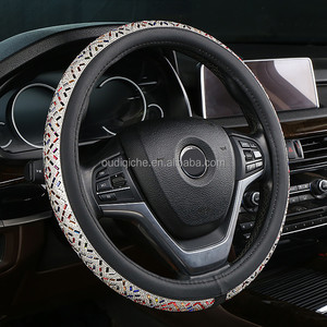 Vente d'Usine Tersline Housse de Volant en PU Rose Fille à 3 Branches avec Strass, Diamants en Cristal Scintillants, Respirante et Antidérapante pour <span class=keywords><strong>Auto</strong></span> - Product Image 5