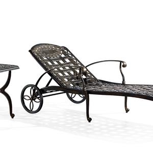 Al Aire Libre Bali Patio Cama de día Muebles de exterior Tumbona de hierro fundido con <span class=keywords><strong>ruedas</strong></span> para Villa Piscina Uso comercial - Product Image 4