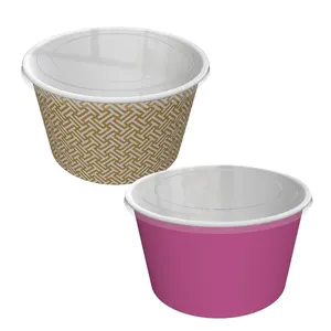 Manufacture Wholesale Ice Cream Cups Price 16Oz 20oz Frozen, Dessert Yogurt Ice Cream Cups Dot Container Paper Bowls/