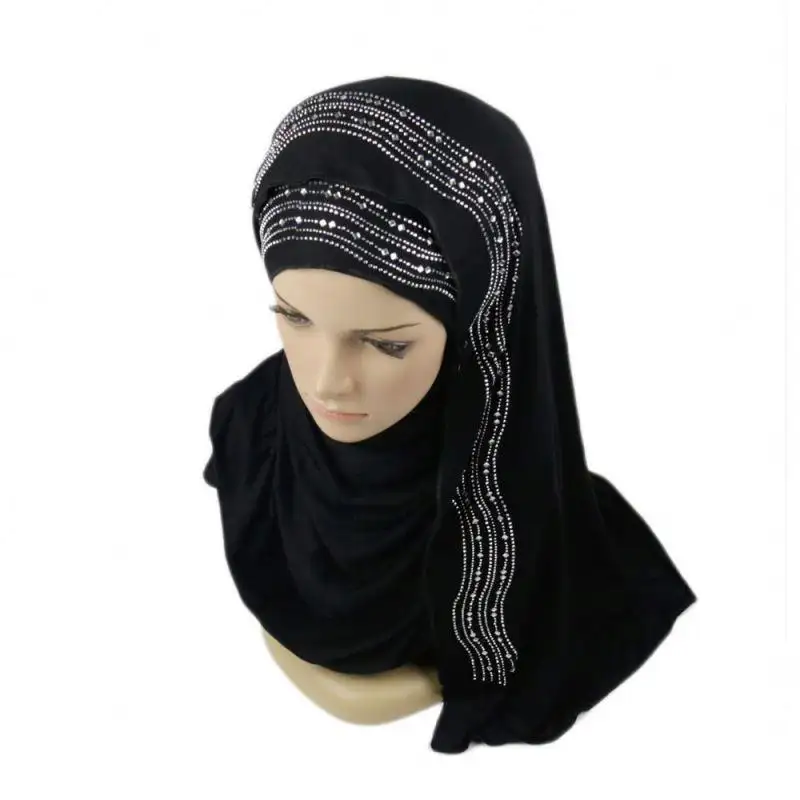 Lenço de algodão hijab com lantejoulas e lenços