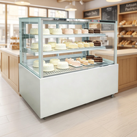 Vitrine Réfrigérée Commerciale pour Gâteaux, Présentoir en Verre à 360°, Refroidissement par Air, Comptoir de Desserts sur Pied, Réfrigérateur de Présentation pour Boulangerie