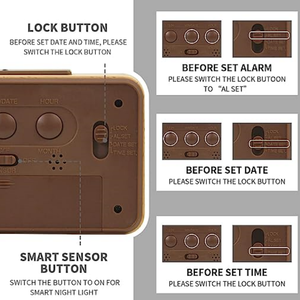 <span class=keywords><strong>Sveglia</strong></span> a cubo moderna multifunzionale con <span class=keywords><strong>sveglia</strong></span> digitale in legno con <span class=keywords><strong>sveglia</strong></span> digitale in legno a led - Product Image 2