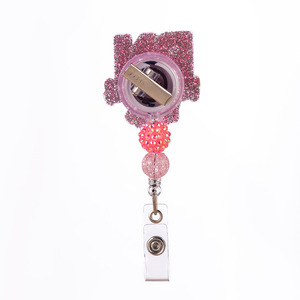 Porte-badge infirmier en PVC translucide personnalisable avec sangle en acrylique, perles et strass, modèle best-seller - Product Image 5
