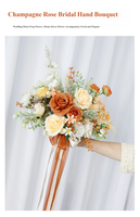 Ramo de Novia Romántico Europeo de Lujo en Tono Naranja, Flores Artificiales de Seda, Accesorio de Fotografía para Bodas, Decoración para el Hogar, Nueva Llegada