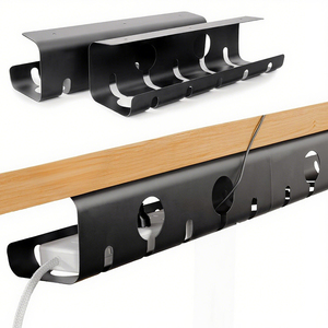 Paquete de 2 autoadhesivos para debajo del <span class=keywords><strong>escritorio</strong></span>, soporte <span class=keywords><strong>organizador</strong></span> de cables, bandeja, tabla de planchar, <span class=keywords><strong>escritorio</strong></span> de carga, para Bridas de marcador Clips, soporte de colección - Product Image 2