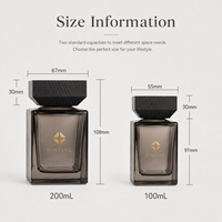 Vente en gros de diffuseurs en verre carrés de 100 ml et 200 ml, vase en verre pour aromathérapie à domicile, logo et couleur personnalisés disponibles