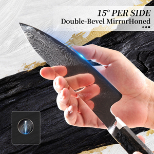 Cuchillo de Cocina Premium de Acero Damasco de 67 Capas, Juego de Cuchillos de <span class=keywords><strong>Chef</strong></span> Japoneses Vg10, Cuchillo Gyuto Damasco con Mango de Fibra de Carbono Negra - Product Image 4