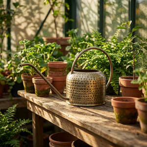 Regadera de Latón Antigua Hecha a Mano con Boquilla Larga y Asa Redonda, Regadera Decorativa de Metal para Plantas de Interior y Exterior - Product Image 3