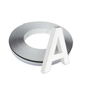Saluran saluran aluminium huruf perak Strip Aluminium Aluminium Channelume dengan tepi untuk lampu Led papan tanda