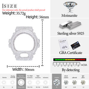 Accessoire de bijoux Hip Hop pour hommes de luxe en argent Sterling 925 VVS Moissanite diamant glacé boîtier de lunette de montre pour DW6900 - Product Image 6