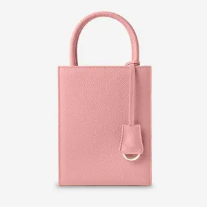 Mini fourre-tout en cuir de galets de luxe pour femmes, sac à bandoulière complet avec poignées arrondies