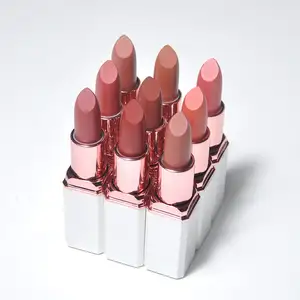Cosmetic Wholesale Create Your Own Brand Vegan Long Lasting Lipstick Private Label 9 Color Red Nude Creamy Matte Lipstick