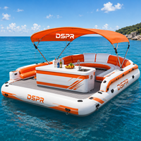 Île flottante gonflable pour parc aquatique, plateforme de bar avec logo personnalisé et banc de plage pour les événements de clubs et de complexes hôteliers