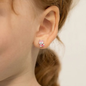 Pendientes de tuerca personalizados de la serie Animal para niñas, lindos zorros pequeños, chapados en oro, plata de ley 925, joyería fina - Product Image 3