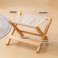 Tabouret en bois portable pour l'extérieur, chaise en bois avec surface de siège en toile, tabouret pliant léger pour le camping