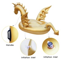 Vente d'usine, flotteur de piscine géant gonflable en forme de dragon doré