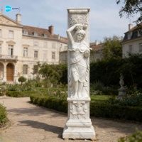 Décoration de jardin, colonnes romaines carrées en marbre blanc faites à la main, sur mesure, pour cimetière et temple
