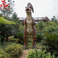 Parasaurolophus animatronique réaliste grandeur nature pour exposition dans un parc à dinosaures