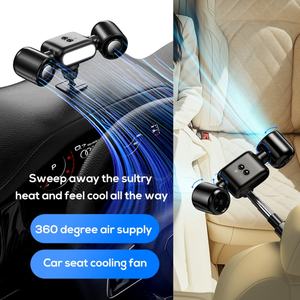 MEMO G12 Multi-Angle Rotatable Car Cooling Fan Dual Head Vehicle Electric Auto Cooler Car Fan with 4000mAh <b>Battery</b> - Product Image 2