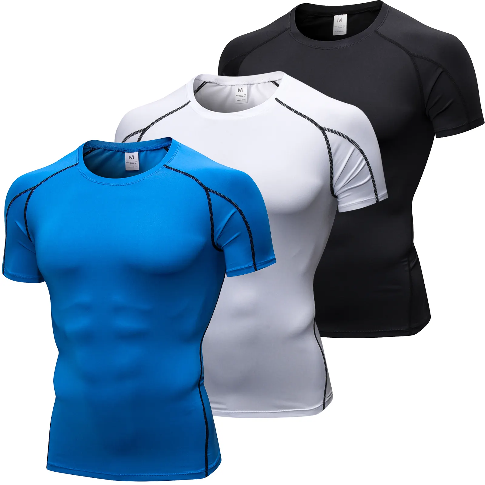 Toptan atletik egzersiz koşu spor giyim hızlı Fit spor Mens spor T shirt