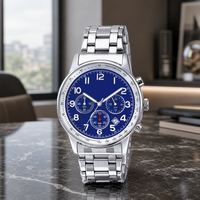 Montre à quartz multifonctionnelle pour hommes, boîtier en acier inoxydable, bracelet en acier inoxydable, étanche, montre-bracelet d'affaires pour hommes