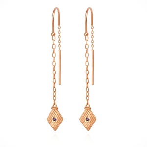 Milskye lusso delicato in 925 gioielli in argento sterling 18k placcato oro <span class=keywords><strong>Inka</strong></span> catena rettangolare ciondolo orecchini pendenti lunghi da donna - Product Image 5