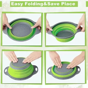 Panier égouttoir pliable en silicone pour fruits et légumes, passoire pliable, écologique, lavage à la main uniquement, cuisine - Product Image 5