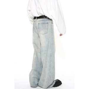 <span class=keywords><strong>Pantaloni</strong></span> di jeans larghi dritti lavati blu chiaro per ragazzi di nuovo colore <span class=keywords><strong>pantaloni</strong></span> larghi in Denim larghi stile da <span class=keywords><strong>uomo</strong></span> - Product Image 6
