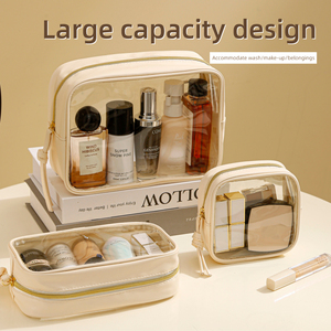 Borsa da toilette trasparente con cerniera trasparente per il trucco custodia cosmetica da viaggio - Product Image 4