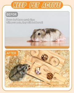 Jouet d'enrichissement en bois pour petits animaux de compagnie, distributeur de nourriture et de friandises cachées, <span class=keywords><strong>jeu</strong></span> de puzzle pour hamsters, vente en gros - Product Image 5