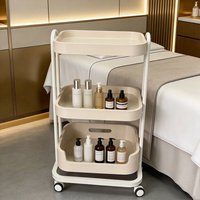 Chariot de rangement roulant de qualité professionnelle avec plateau en bois, support mobile pour hôtel, coiffure, soins du visage, spa capillaire, salon de beauté