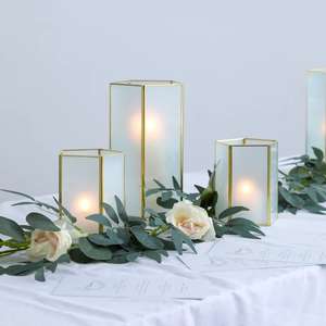 Lanterne à bougie tendance avec verre givré pour décorations de Noël, nouveau design, porte-bougie votif en vente - Product Image 3