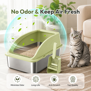 Lettiera per Gatti in Acciaio Inossidabile con Coperchio, Facile da Pulire, Grande Capacità, Multicolore, in Metallo - Product Image 2