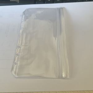 A6 Bolsillos de carpeta de anillas Plástico transparente Sobres de efectivo con cabeza de cremallera de doble cara Bolsa de documentos de dinero de hojas sueltas Producto de archivo - Product Image 4