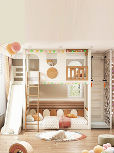 <span class=keywords><strong>Letto</strong></span> <span class=keywords><strong>a</strong></span> Castello in Legno Massello per Bambini con Scivolo, per <span class=keywords><strong>Cameretta</strong></span>, <span class=keywords><strong>Letto</strong></span> Soppalco Genitore-Figlio per Piccoli Appartamenti, Personalizzabile e Multifunzionale - Product Image 4