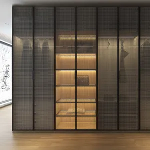 Özelleştirilmiş high-end yatak odası dolabı mobilya cam kapi, İtalyan modern tasarım dolapları soyunma odası için