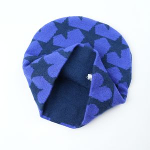 Gorro de punto Jacquard de lana 100% con patrón de Corazón Azul Marino Unisex gorro de invierno suave y cálido gorro de punto para hombres y mujeres 100% gorro de lana - Product Image 4