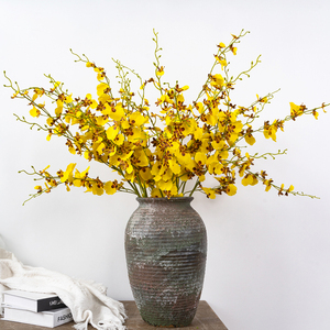<span class=keywords><strong>Orchidée</strong></span> artificielle jaune <span class=keywords><strong>Oncidium</strong></span> réaliste et souple de 81 cm, idéale pour les arrangements floraux et les mariages - Product Image 1
