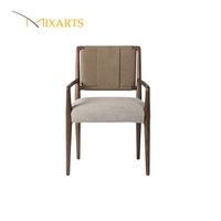 Chaise de salle à manger en teck massif de style américain moderne avec corde, chaise individuelle décontractée pour café et restaurant, chaise de designer en teck pour l'extérieur