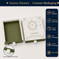 Boîte à tiroir coulissant personnalisée de luxe, motif soleil et lune célestes, avec estampage à chaud doré, pour kits de cosmétiques et vernis à ongles solides