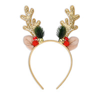 Serre-tête de Noël transfrontalier pour enfants, motif renne avec clochette décorative, paillettes et bois de cerf, fabriqué en Chine, 23,5 cm