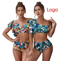 Brasilia nisches Bikini-Set Badeanzug mit einer Schulter Triang Bikinis Badeanzüge mit hoher Taille Rüschen riemen Badeanzug Summer Beach wear