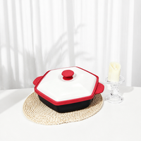Maßgefertigtes Sicheres und Hitzebeständiges 3-in-1 Mikrowellen-Hexagon-Grillpfannen-Set für Schnelles Kochen in der Mikrowelle