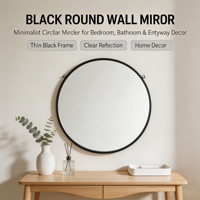Vente en gros Miroir circulaire de décoration intérieure Cadre en acier inoxydable avec chaîne amovible pour vanité de salle de bain Mur de salon