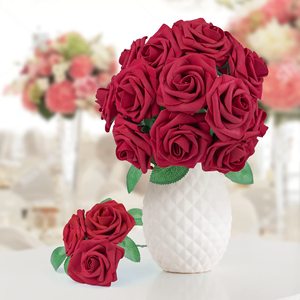 Flores artificiales de espuma PE de 7.5 cm con tallo, 25 piezas/caja - Product Image 1