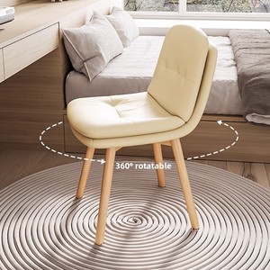 <span class=keywords><strong>Silla</strong></span> de ordenador sedentaria y cómoda para dormitorio de niña, mesa de maquillaje, <span class=keywords><strong>silla</strong></span> con respaldo, patas giratorias de madera maciza, moderna - Product Image 3